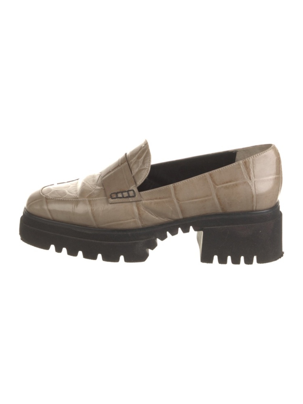 New Freda Salvador Fern Platform Loafer Block Heel Leather Croc Embossed